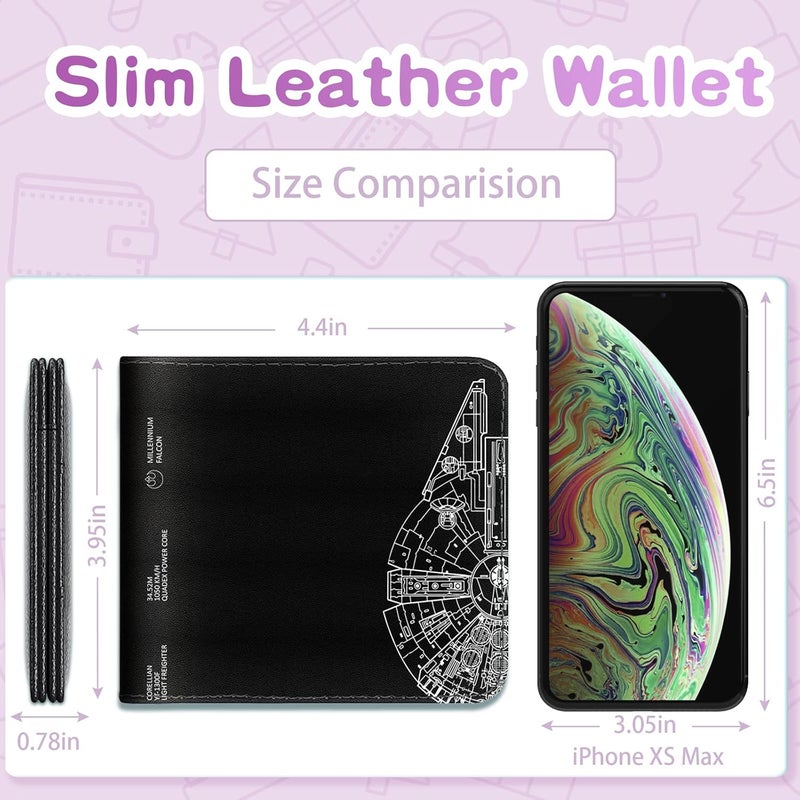 Funermei Cute Wallet for Men Women Star Leather Bifold Wallet for Girls Boys Aesthetic Cool Space Credit Card Holder RFID Blocking Id Cash Slim Small Bi Fold Wallets with Coin Pocket Teen Stars Design - Image 2